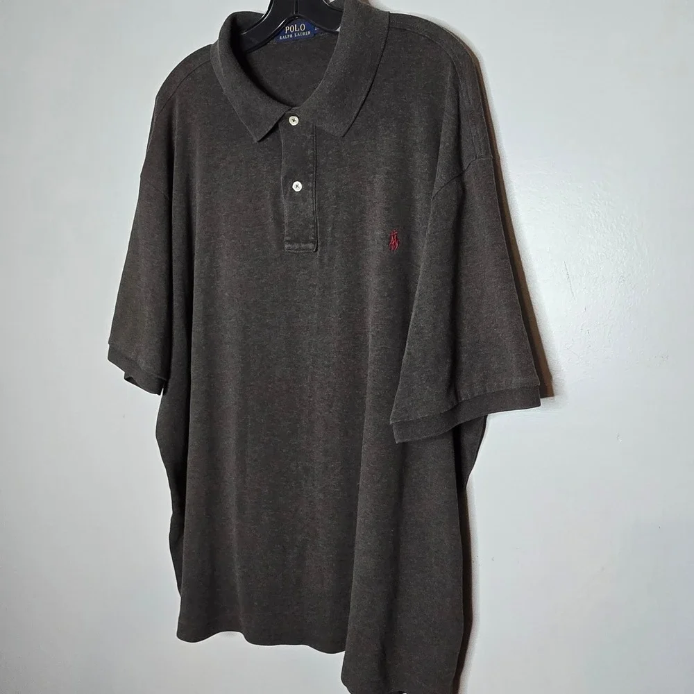 Polo Ralph Lauren Big & Tall 2XB Charcoal Grey Short Sleeve Polo Shirt Red Pony